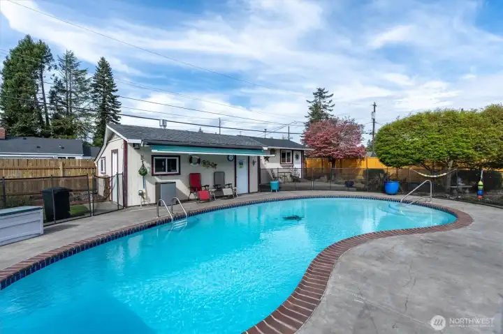Pool with Pool House in Background