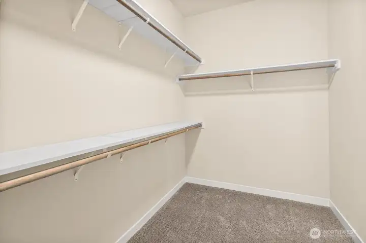 Walk in closet for pampering.