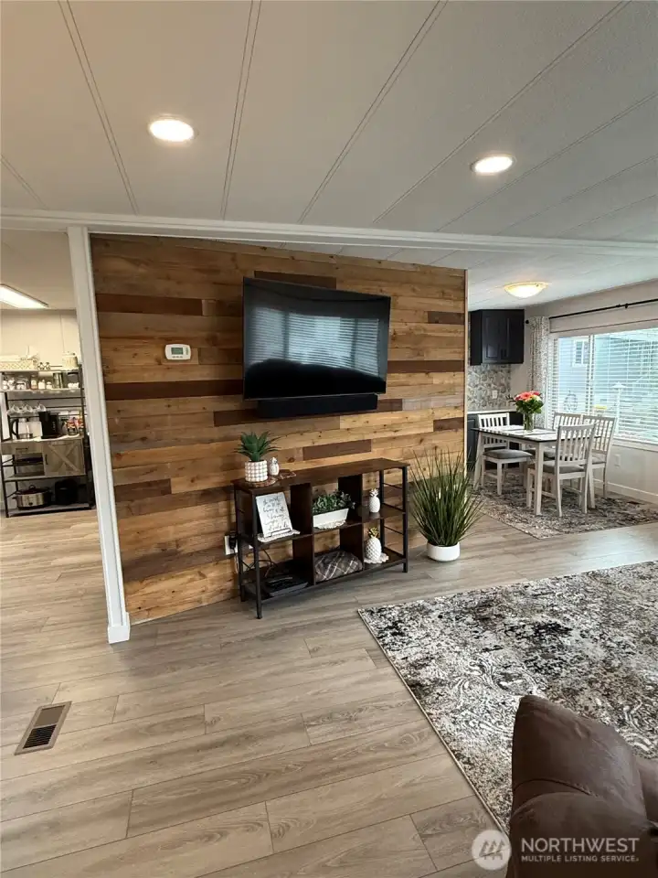 TV wall, notice open floor plan