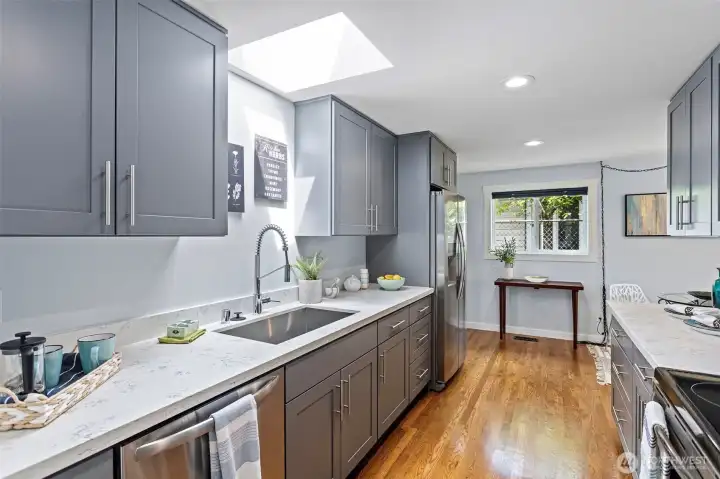 The skylight lands right where you need it.