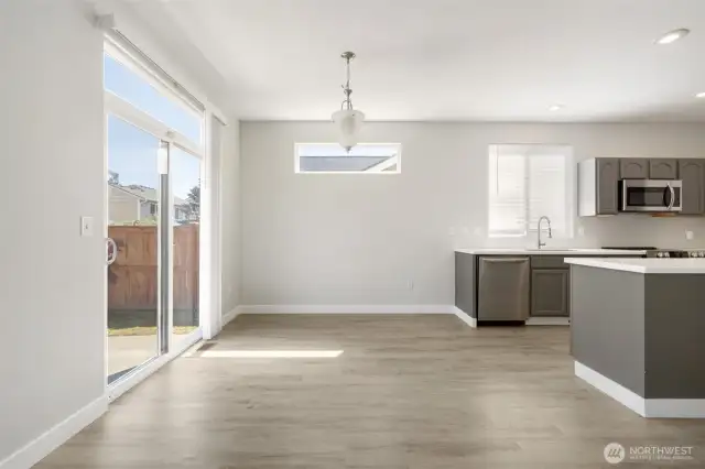 Dining area and kitchen from the living room