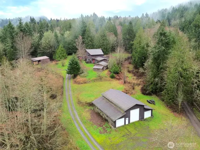 Drone View showing all except 1 building.