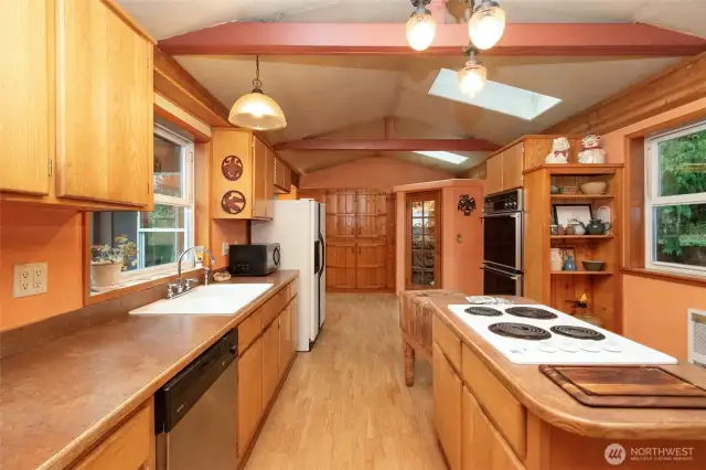 Kitchen looking towards the rear door.