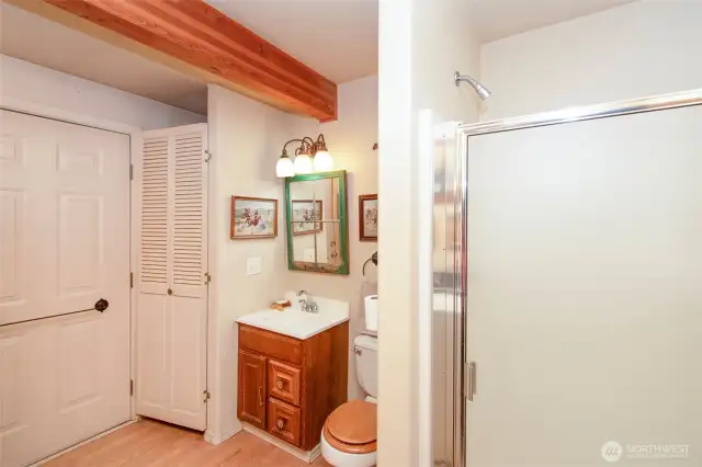 .75 bath in laundry room.