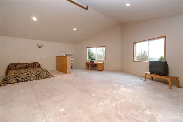 560 sq ft of loft area, can easily be divided into two rooms, view of straits from here on clear day.