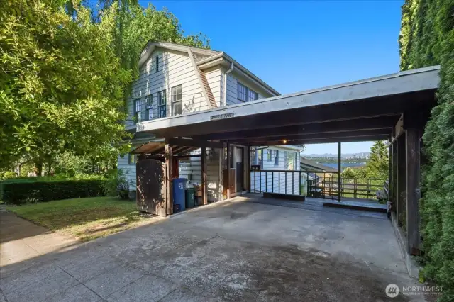 Carport & Deck With Lake Washington View