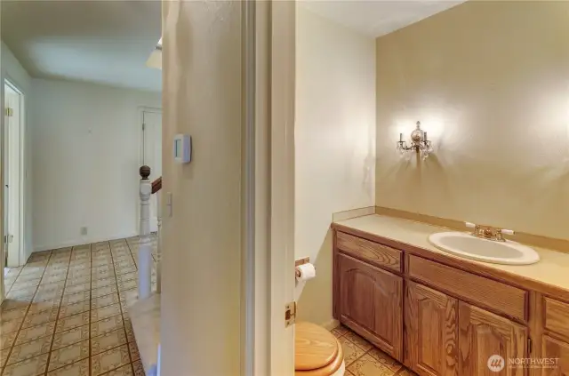 Centrally located half bath.