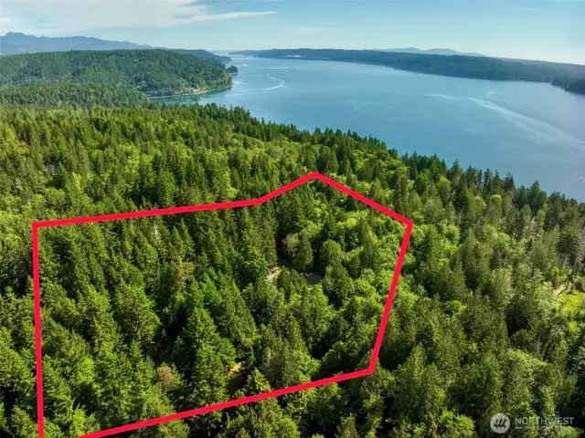 Overhead view with approximate boundaries in red.