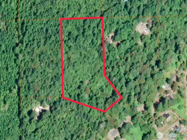 Overhead view with approximate boundaries in red.