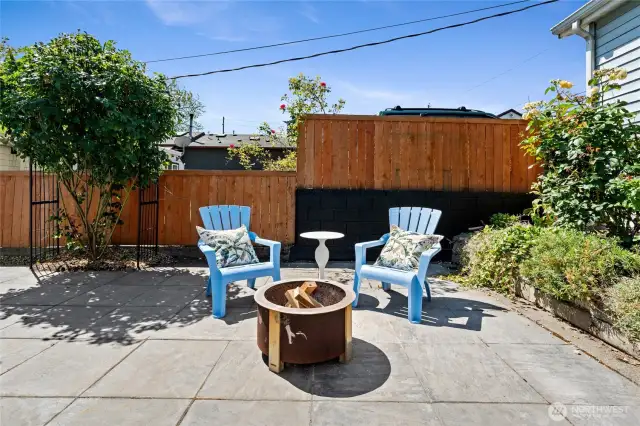Firepit on back patio.