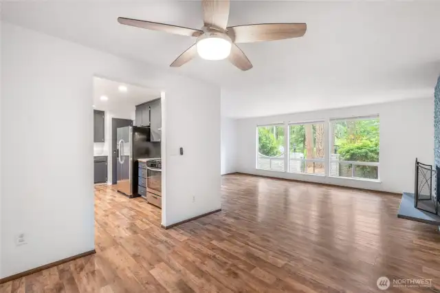 The kitchen is conveniently located adjacent to the formal dining room
