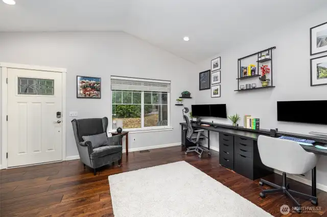 Currently used as a large office and video game room for the whole family, but can easily be decorated as a formal living room, a study area, flex space for workout or music room, etc.