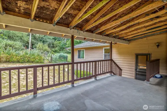 From covered deck into main floor or basement