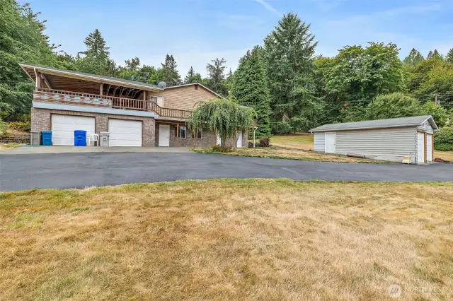 Oversized attached 2 car garage