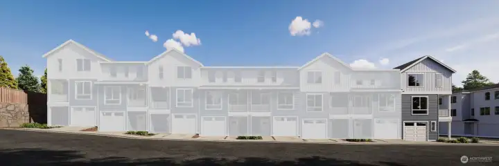 Image is a rendering. Photographs are for illustrative purposes only. Features, finishes, interior/exterior colors, landscaping and floorplan shown may vary from actual homes built.