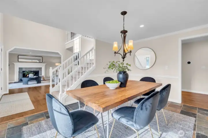Bright, inviting dining room with natural light