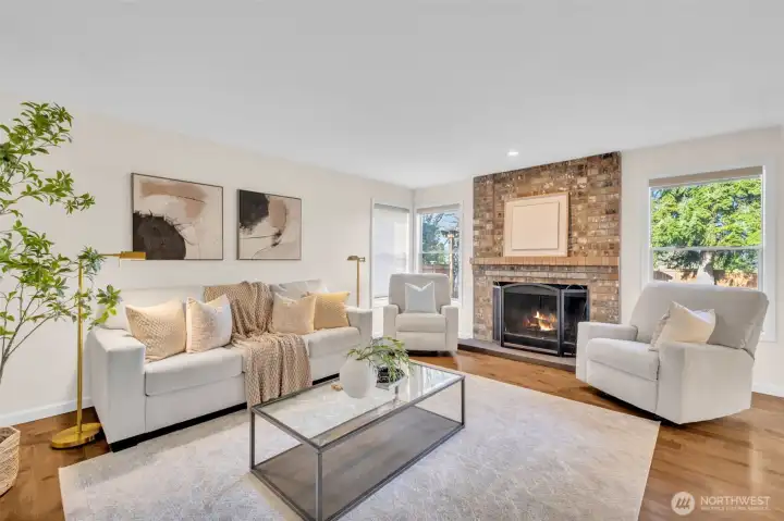 Family room overlooking expansive backyard and pool