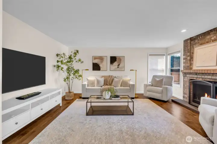 Family room overlooking expansive backyard and pool