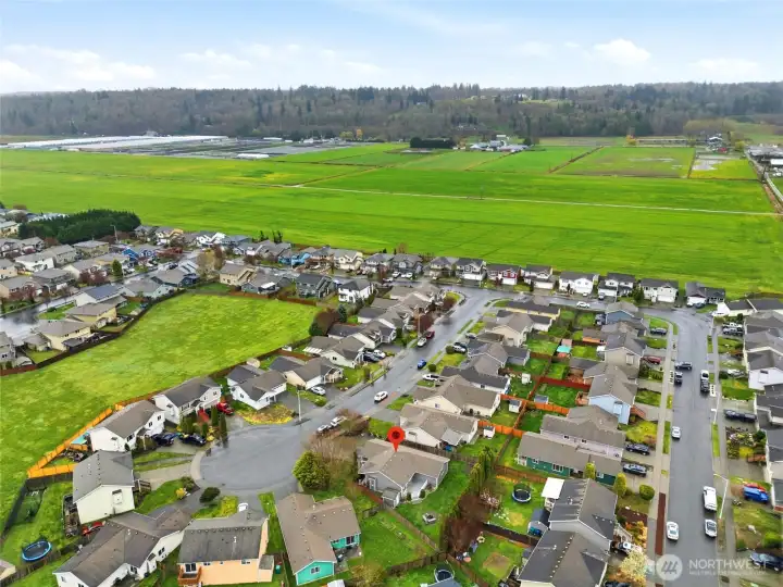 A welcoming neighborhood setting with nearby open space and a sense of room to breathe.