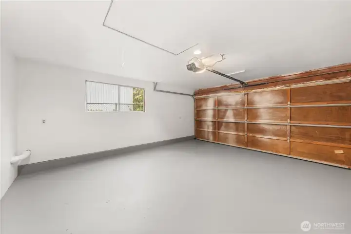 Freshly painted two car garage.