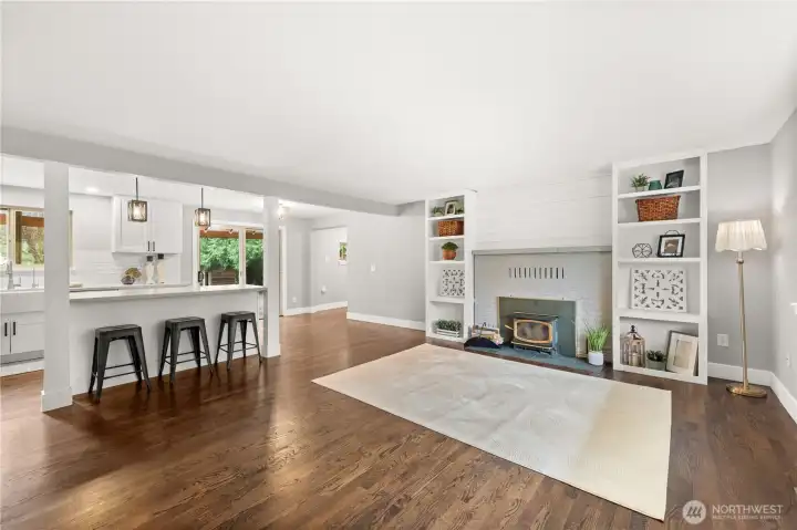 Entry way and living room make a warm welcome for guests.