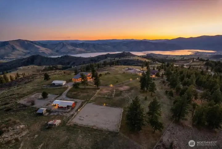 Aerial twilight view