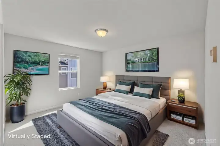 Upper bedroom virtually staged