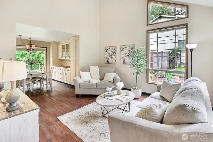 Vaulted ceilings over formal living room