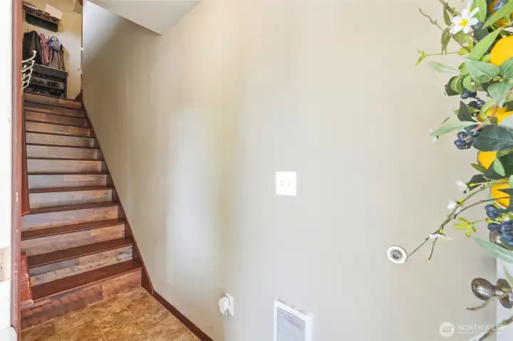 Entry stairs. Access to garage door is on the right.