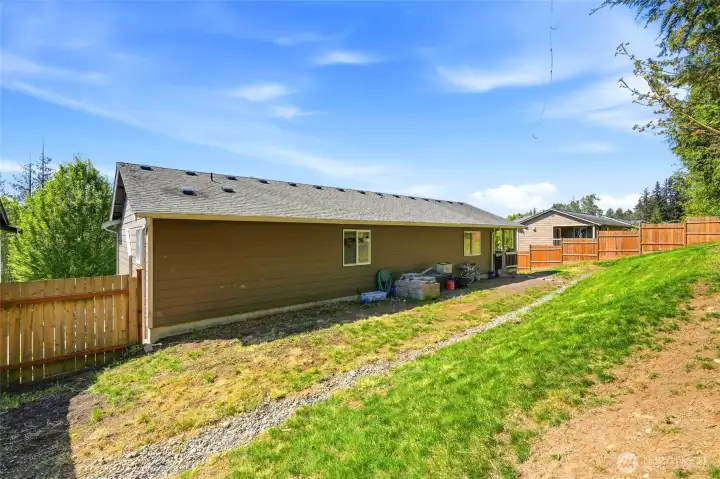 Rear yard with French drain.