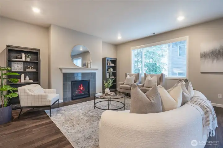 Cozy gas fireplace