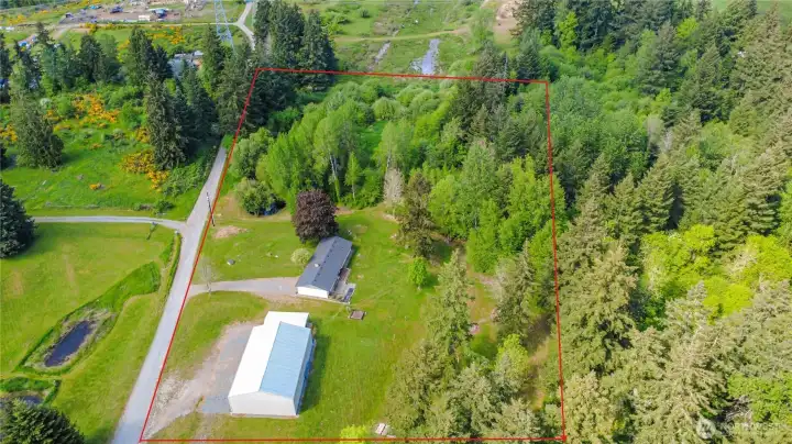 Approximate property lines marked in Red