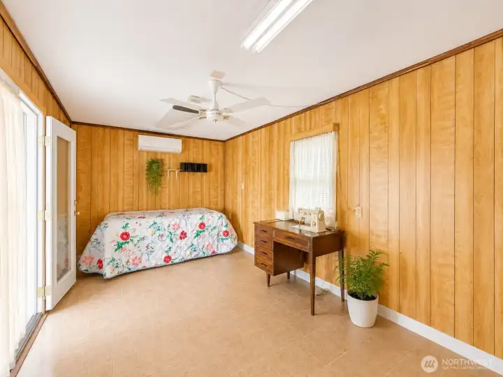 Bonus room, could be a bonus bedroom, access to backyard and covered patio, mini split