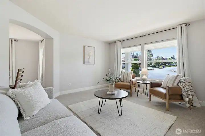 Formal Living room with upgraded blinds/ curtians stay