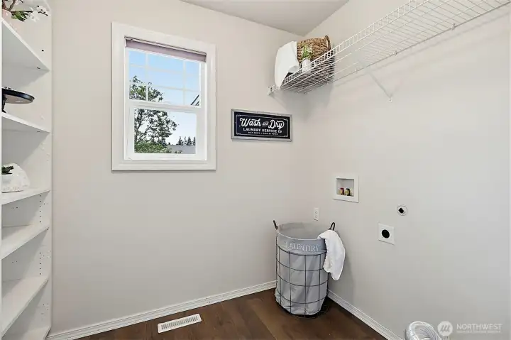 Upstairs Laundry with storage solutions