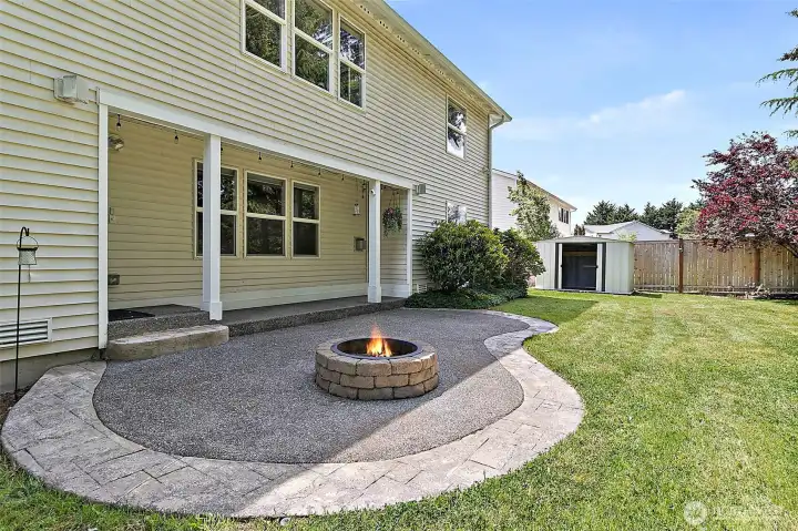 Firepit and paved entertianment space