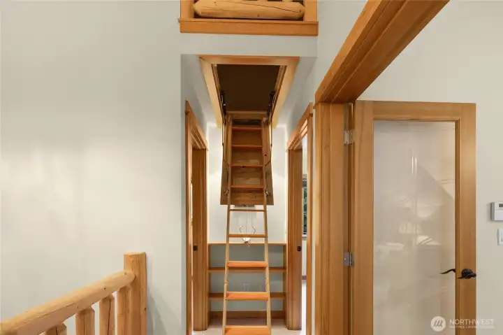 Secret attic space! Great for storage, kid's play area, etc.