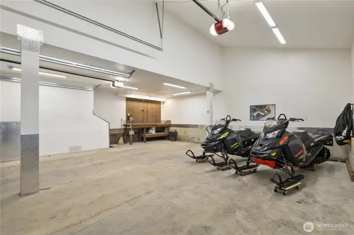 Attached garage- 1 door is RV height!