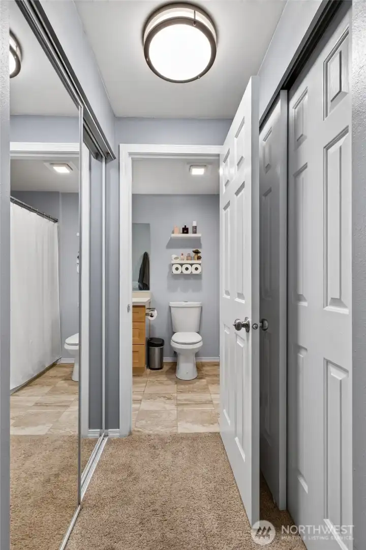 the primary bedroom features two large closets
