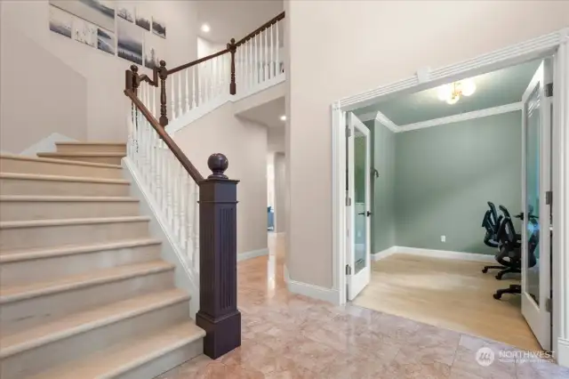 Grand Foyer and Den/Office off the Entry with French Doors