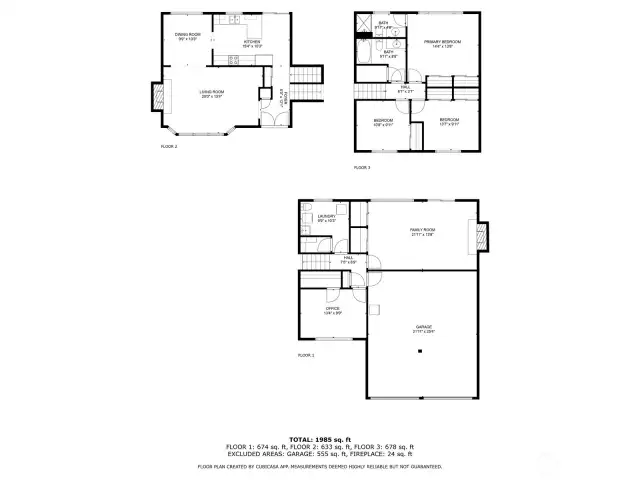 All 3 floors layout, sqft is wrong. Correct sqft is 2,220