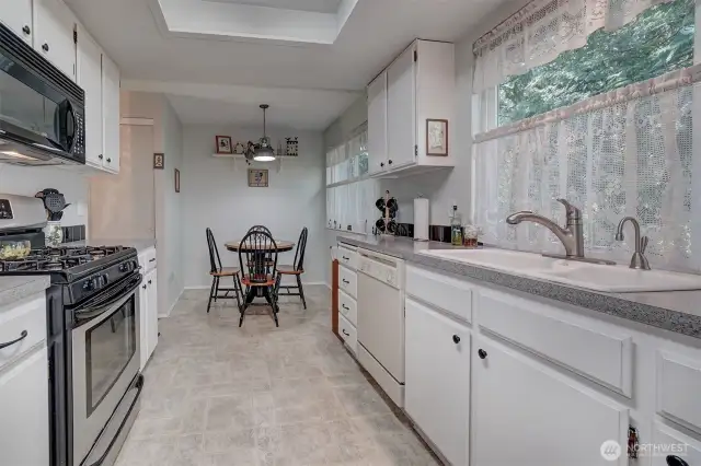 Skylight in kitchen, allows for plenty of light