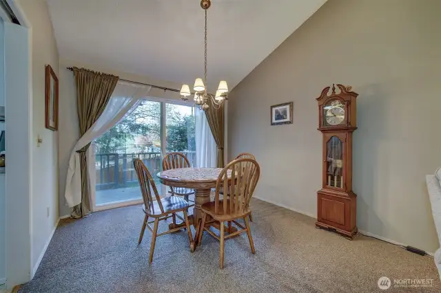 Dining room with view of back yard
