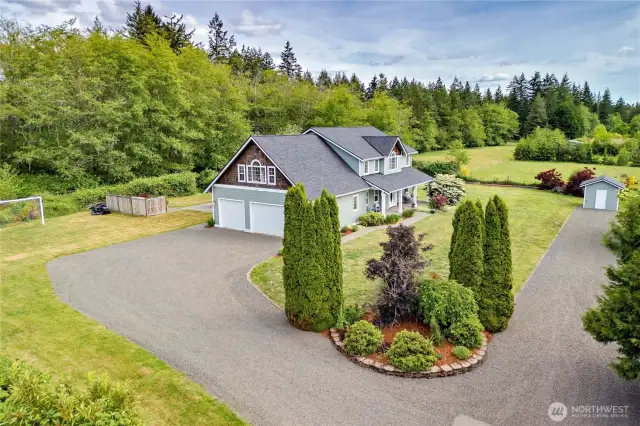 Private & spacious, this lot is nearly an acre in Poulsbo and close to town. Brand new roof, new paint in and out, refinished beautiful wood floors, new carpet and pad, and new gas furnace.
