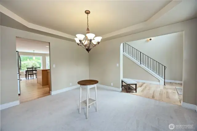 Formal dining room off the kitchen or off the entry.