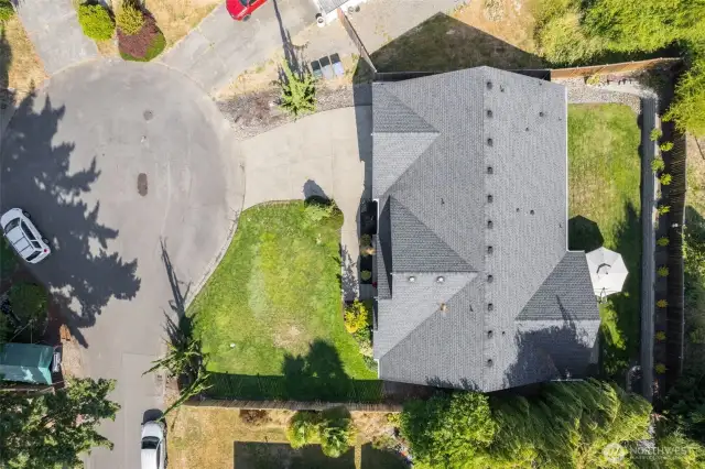Bird's eye view. Sprinkler system helps keep the grass soft and green.