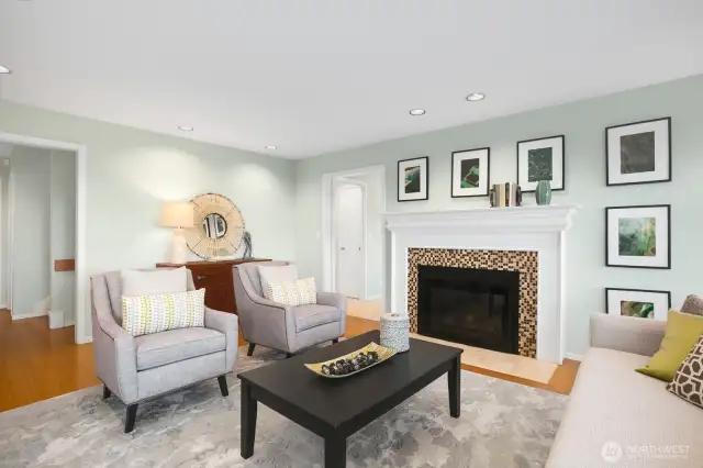 Cozy gas fireplace in living room