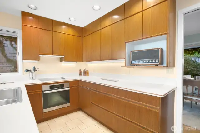 Modern wood cabinets throughout kitchen
