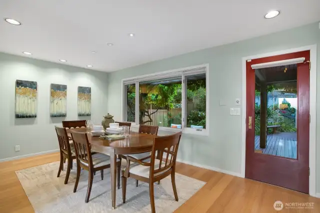 Dining room leads to back patio