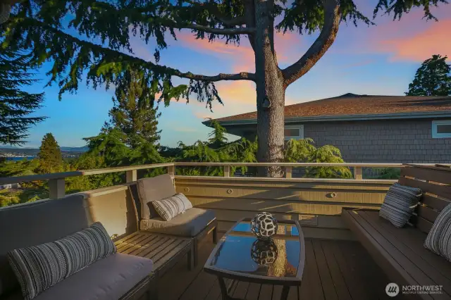 Sitting deck off primary suite with Mt Rainier views